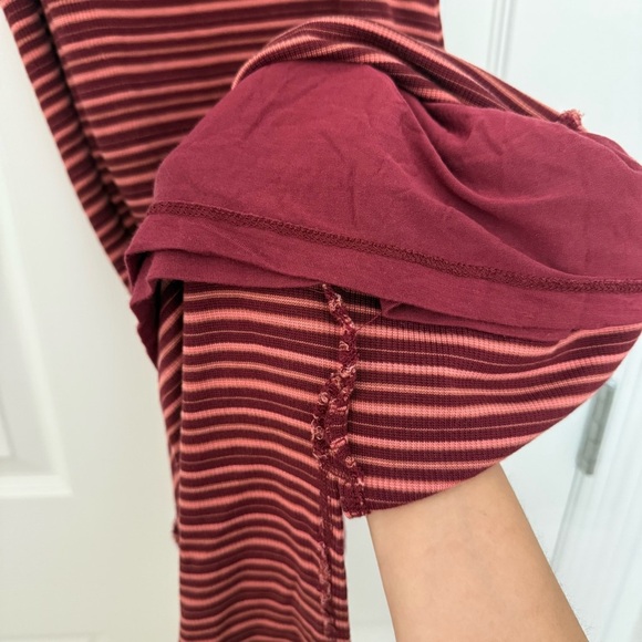 Marine Layer Medium Lexi Rib Daytime Midi Dress in Ruby Wine Multi Stripe - Picture 8 of 11